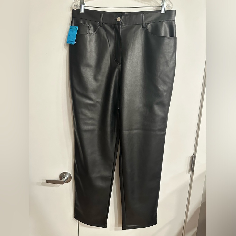 FRENCH CONNECTION ETTA - FAUX LEATHER STRAIGHT PANTS